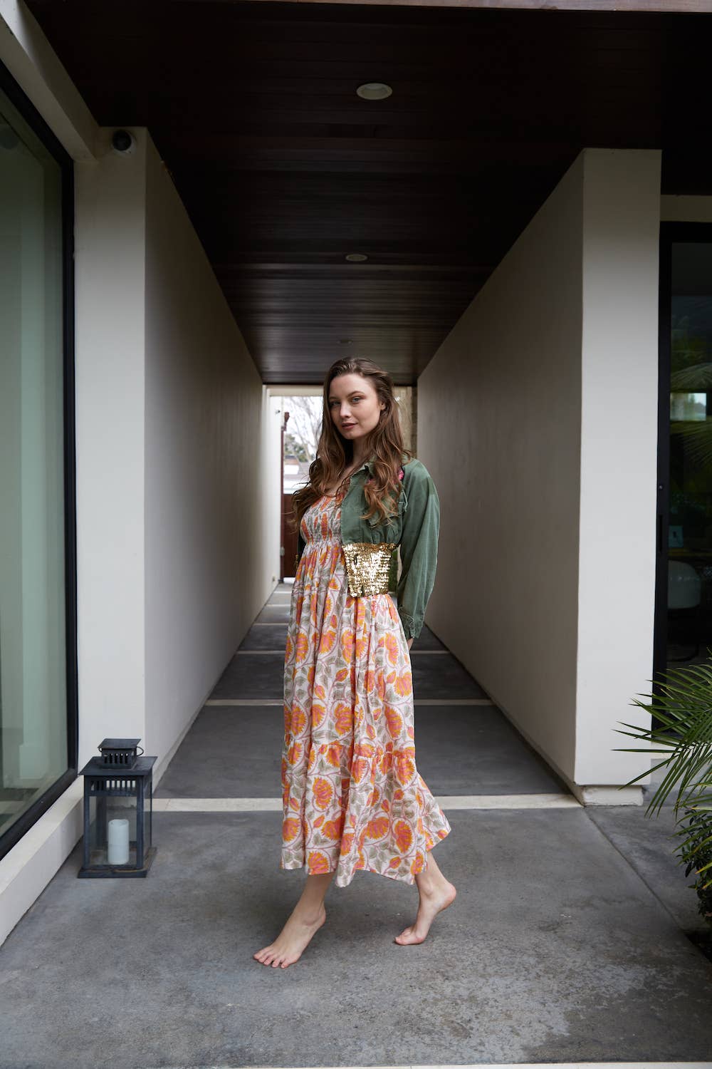 Sunny Hand-Printed Cotton Maxi Dress