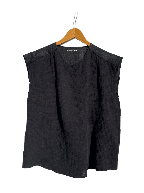 DAUCUS TOP Organic Muslin Black Linen - Style Society Marketplace