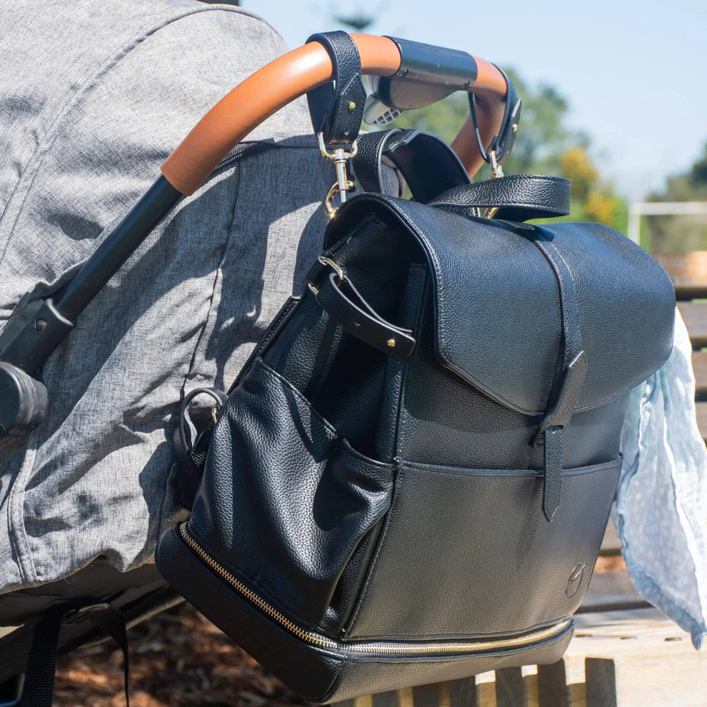 Florence Vegan Leather Convertible Backpack or Baby Bag - Black