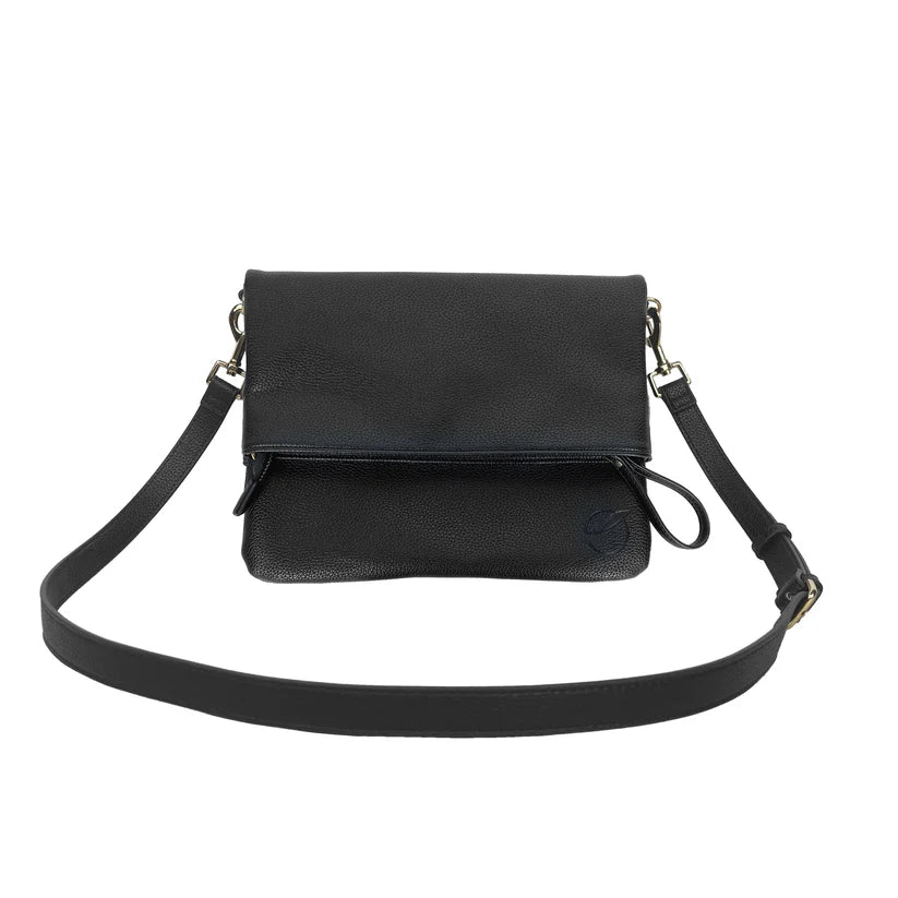 London Vegan Leather Black Convertible Crossbody Laptop Bag