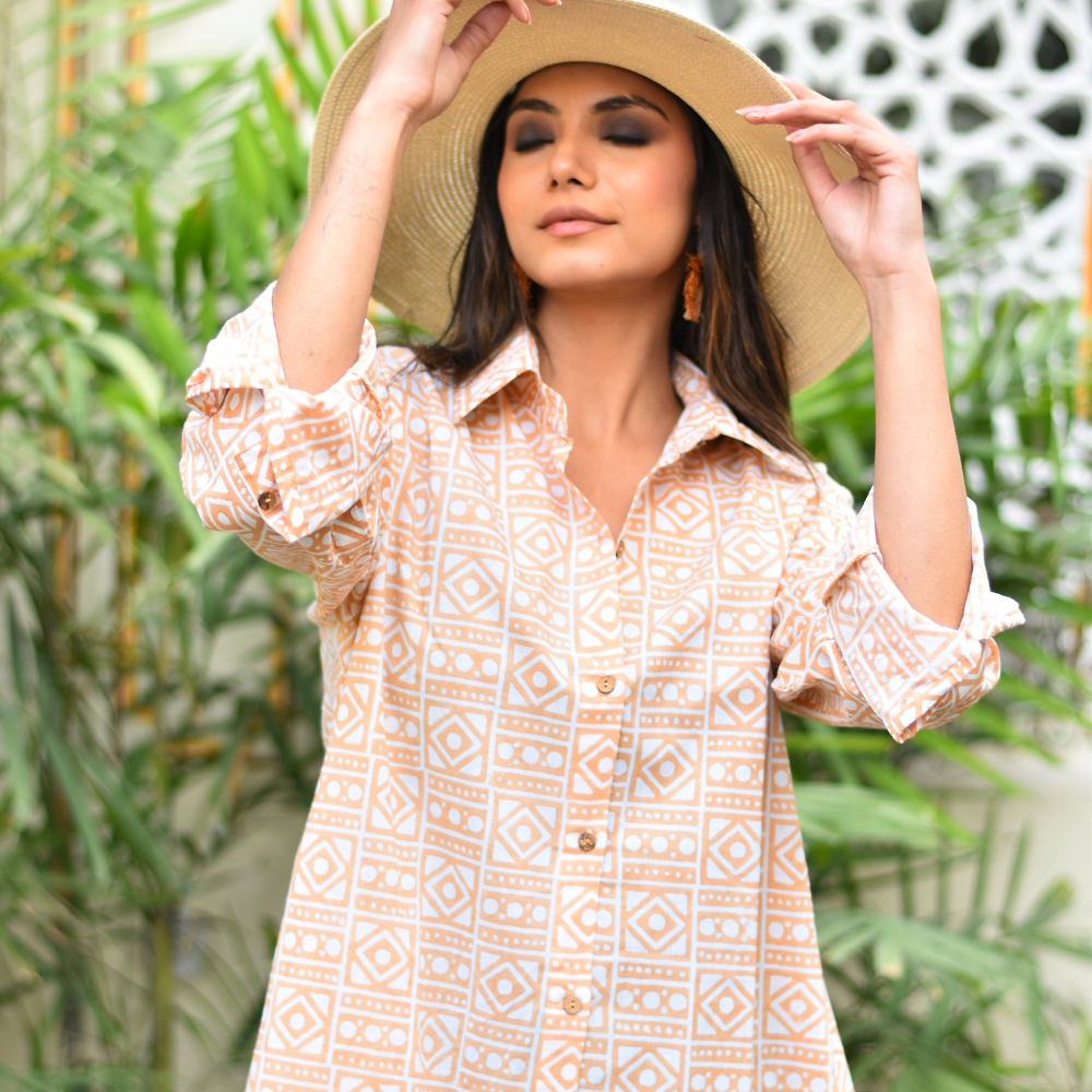 Neha Shirt Dress - Geo Print