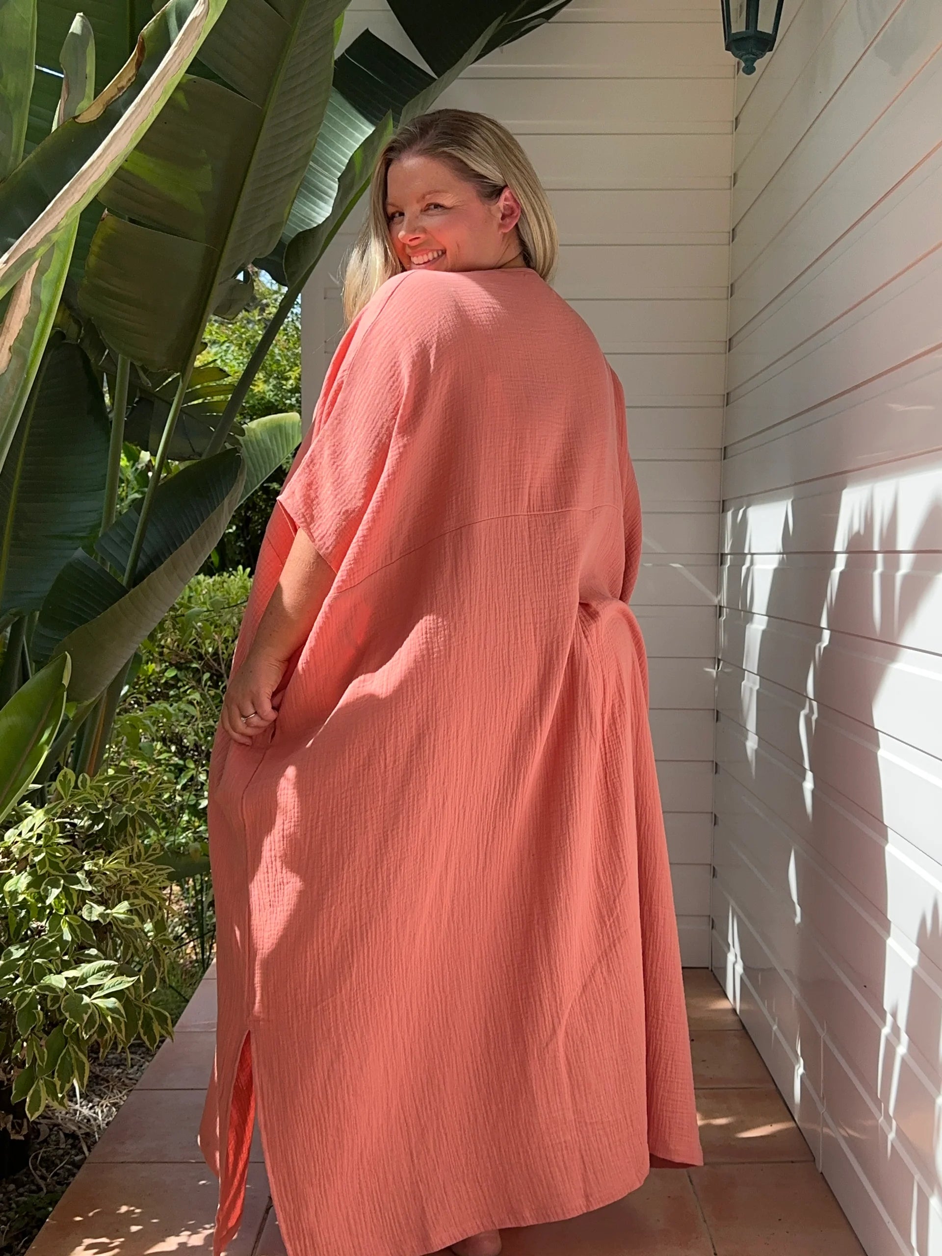 Shanti Cotton Gauze Kaftan ~ Rose - 0