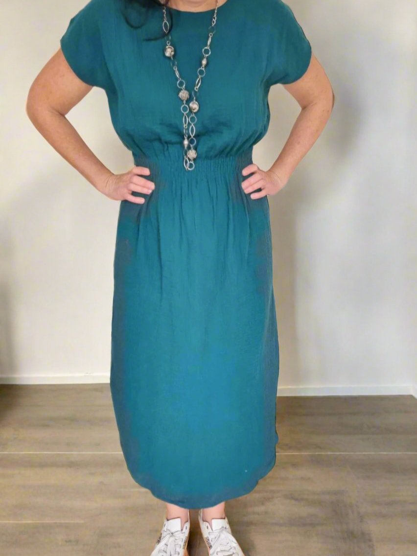 Magnolia Petrol Green Organic Double Gauze Dress