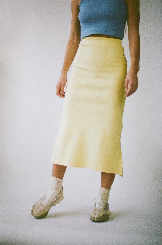 Ribbed Tube Dress or Midi Skirt in Butter