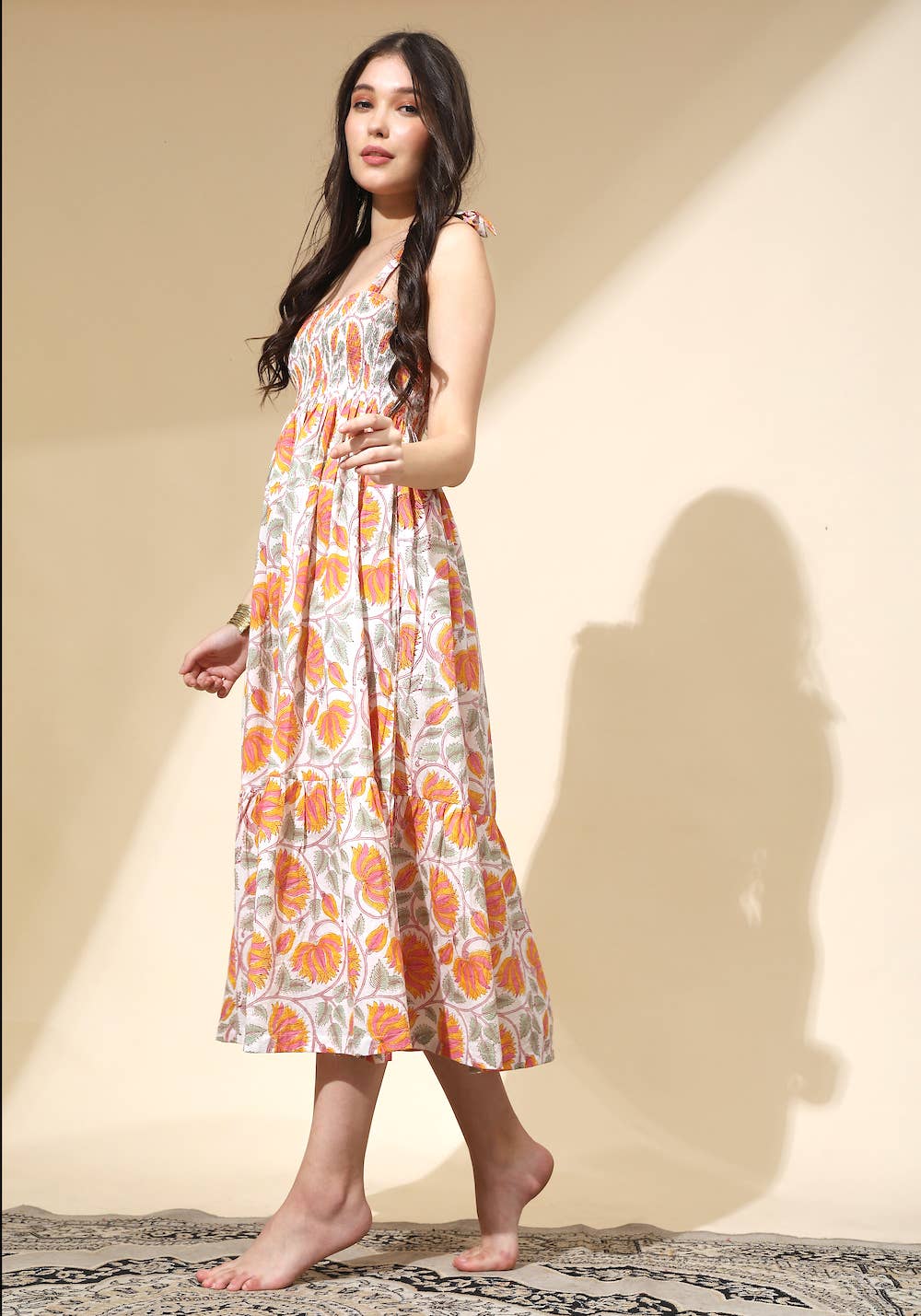 Sunny Hand-Printed Cotton Maxi Dress