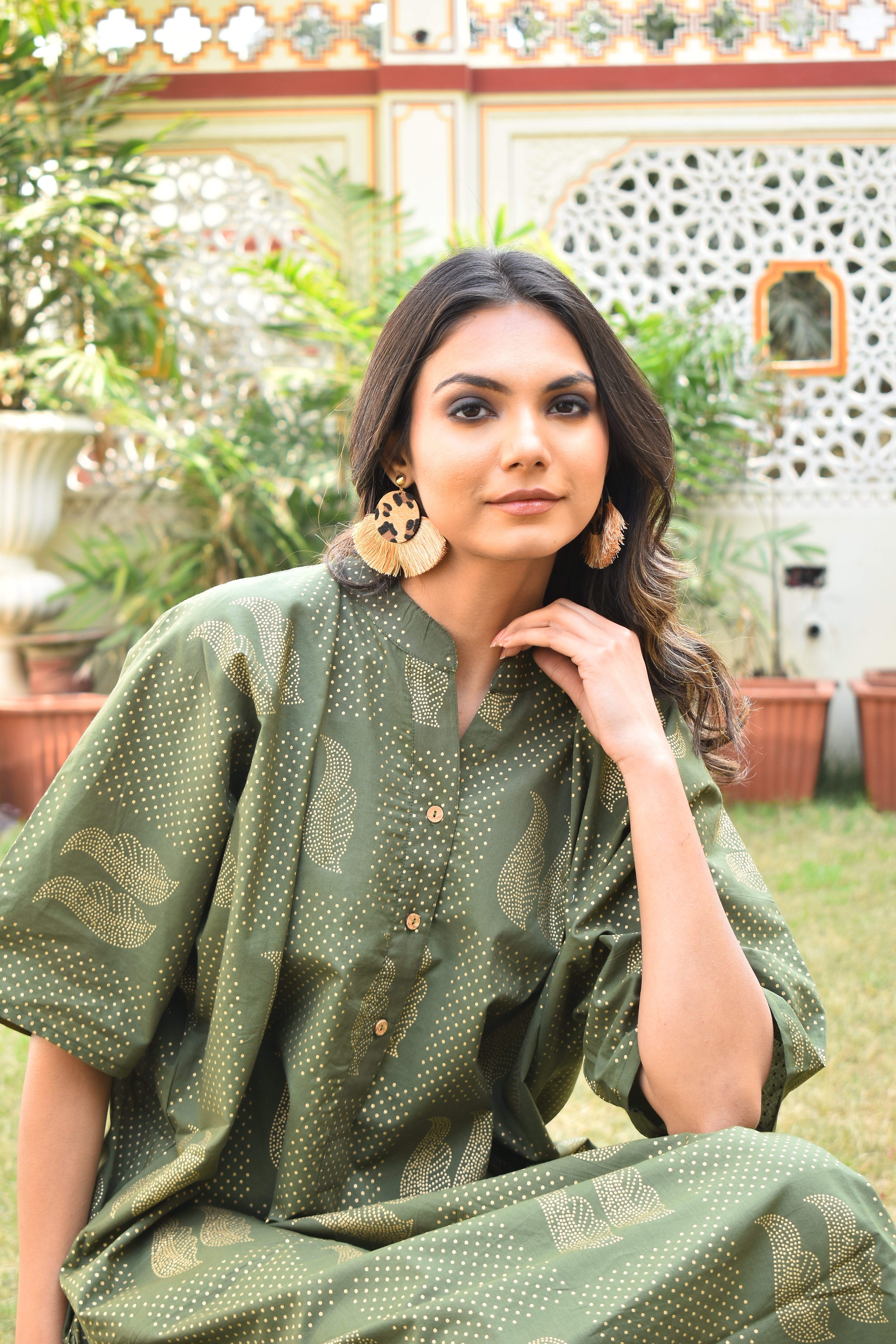 Meena Long Shirt Dress - Green