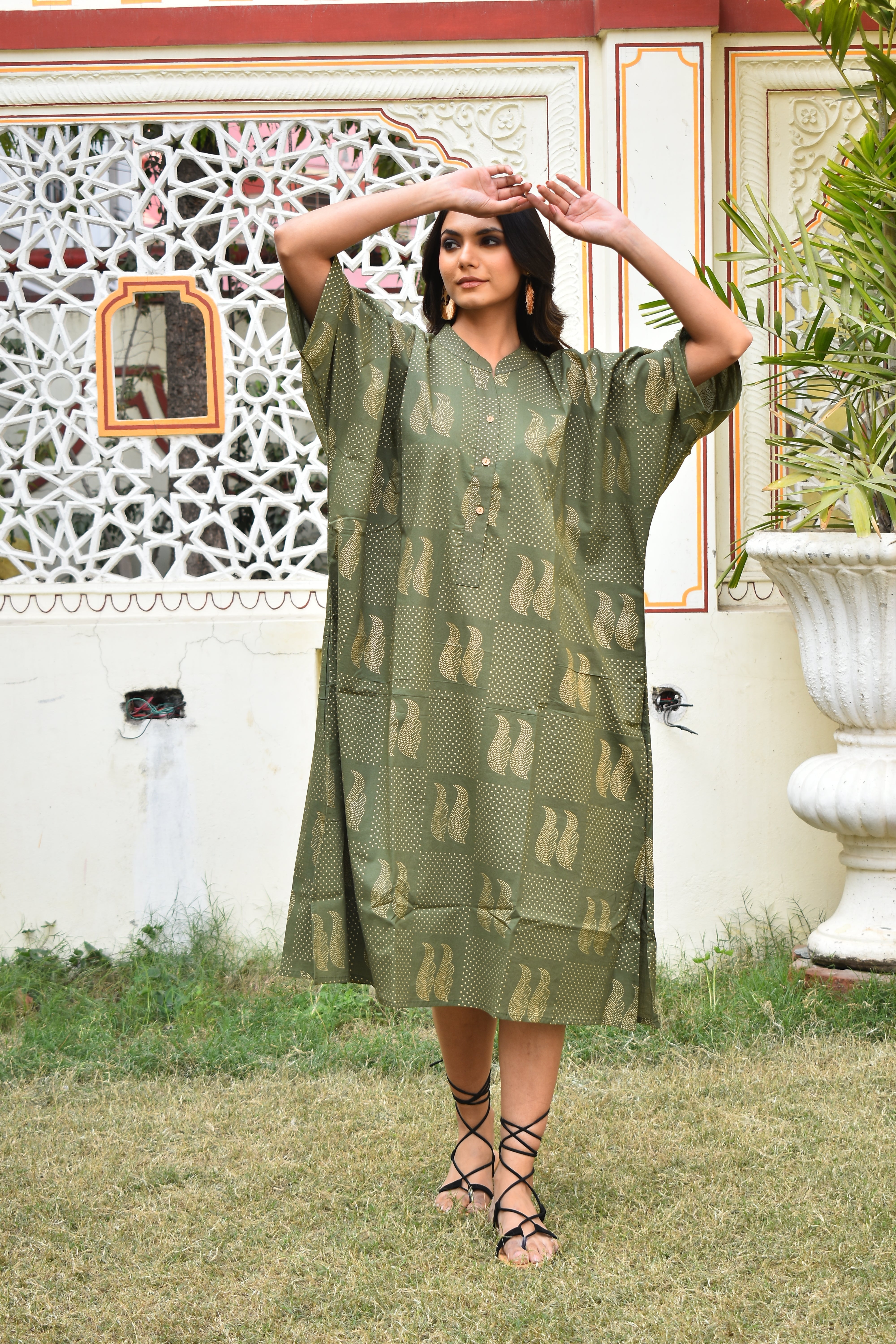 Meena Long Shirt Dress - Green