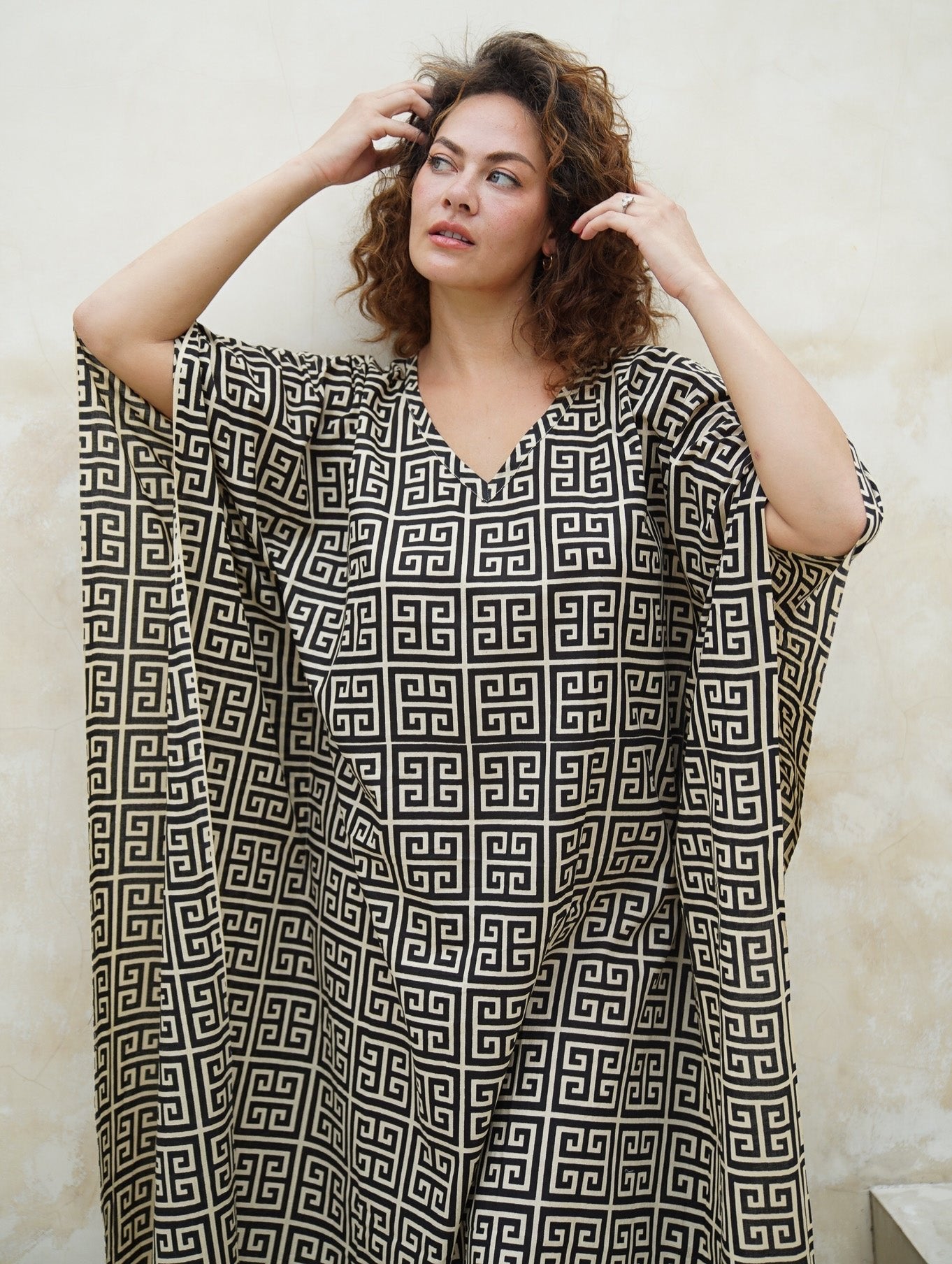 Kavya Long Kaftan - Geo Print Style Society Marketplace by MaxxyJae