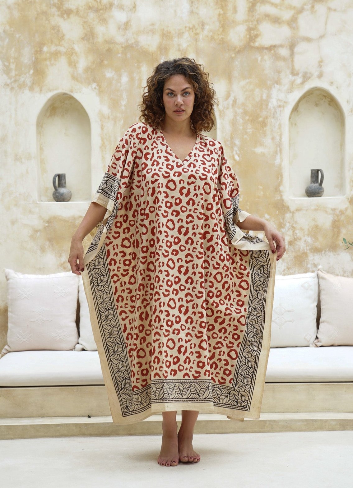 Kavya Long Kaftan - Leopard Print