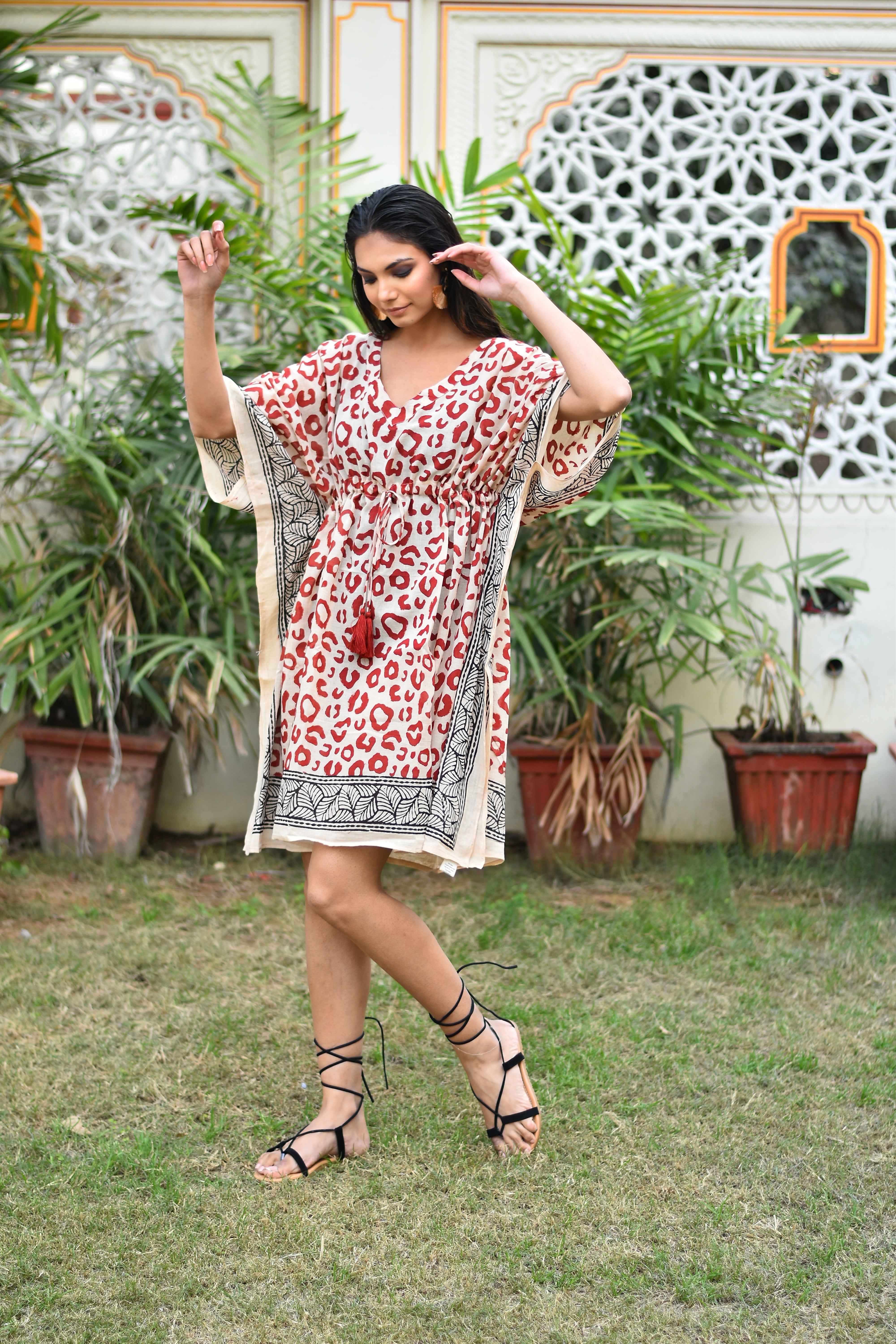 Kavya Short Kaftan - Leopard Print