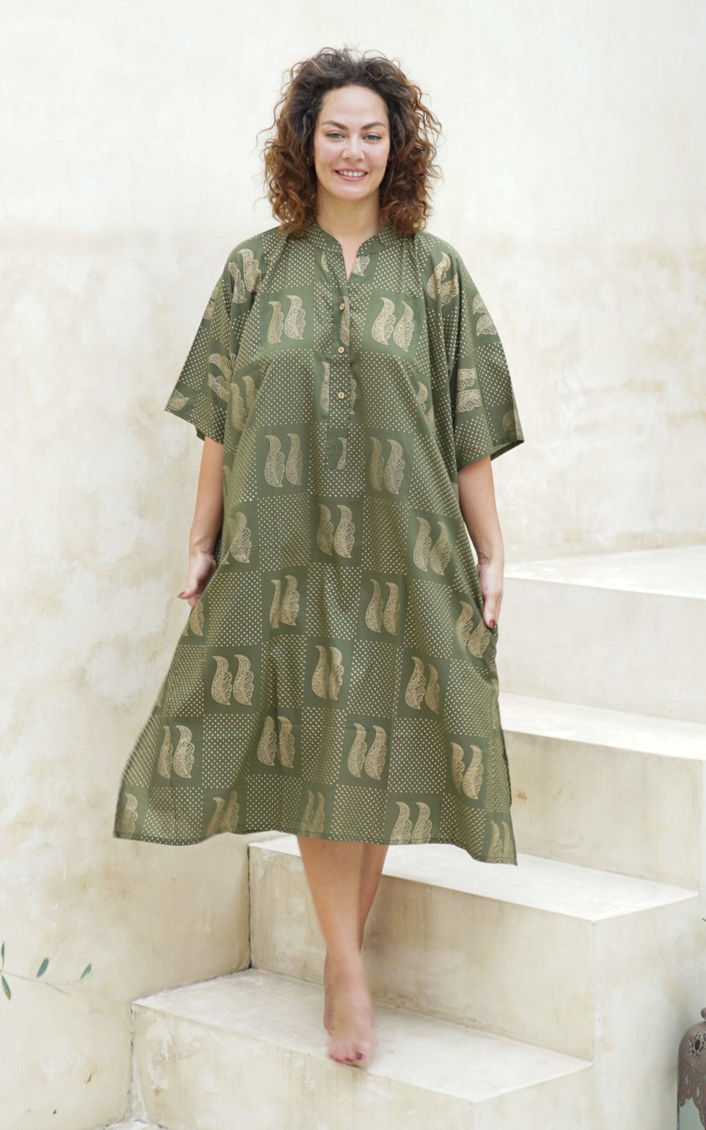 Meena Long Shirt Dress - Green