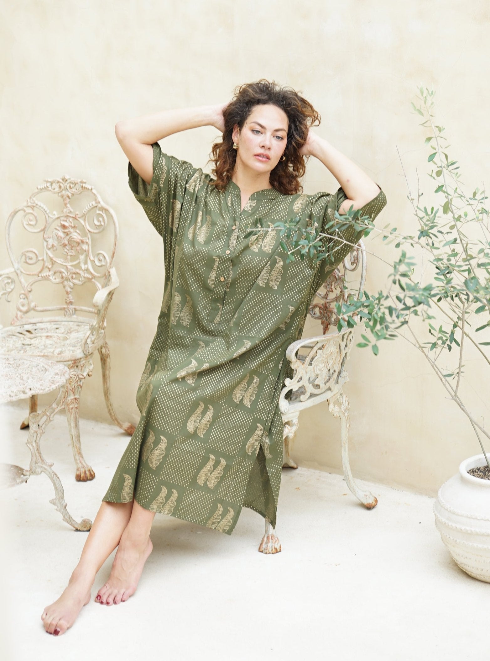 Meena Long Shirt Dress - Green