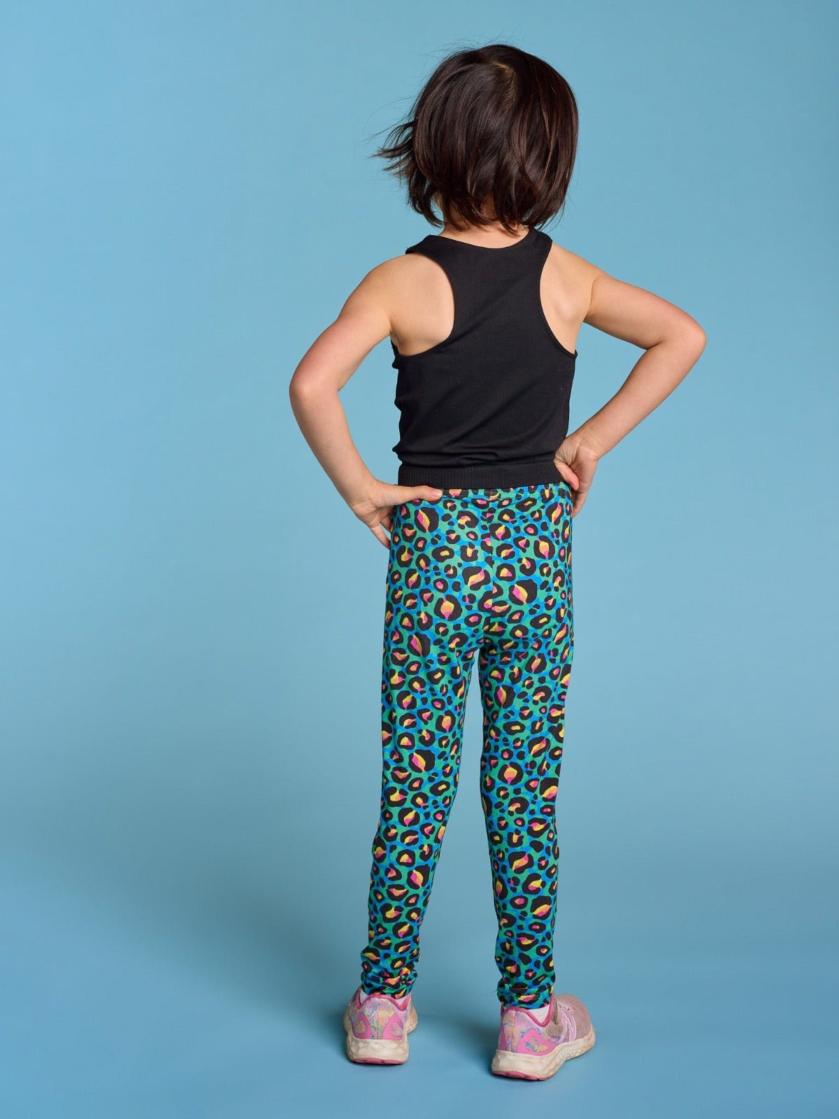 Neon Leopard - Bamboo Kids Leggings - Style Society Marketplace kids back