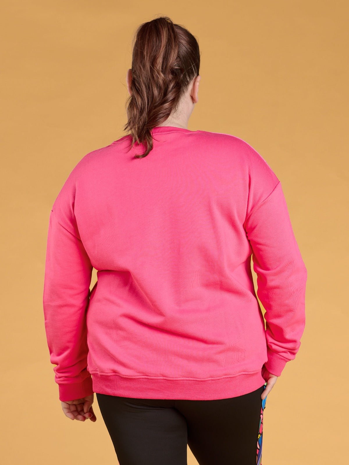 Rainbow at Heart Organic Cotton Sweatshirt - Dolly Pink - pink long sweatshirt plus size - Style Society Marketplace