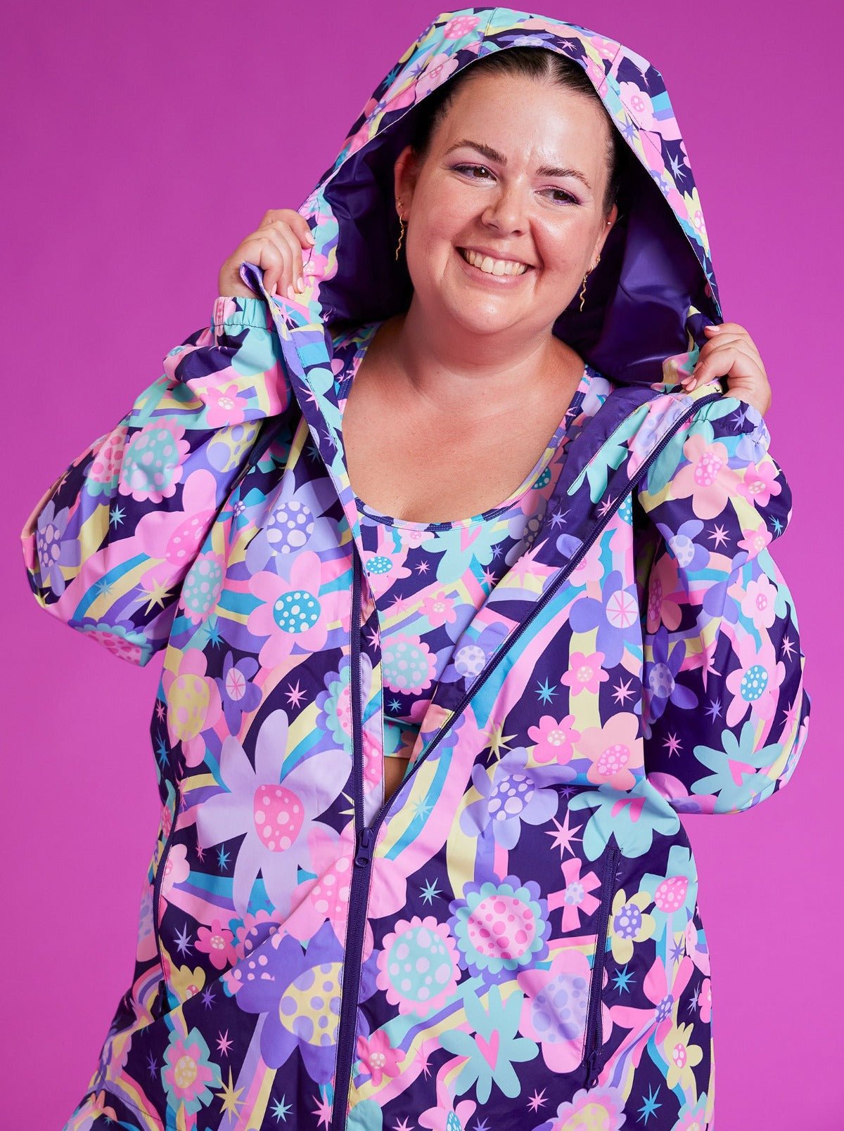 Rainbow Bouquet Raincoat Adults XS to Plus Size