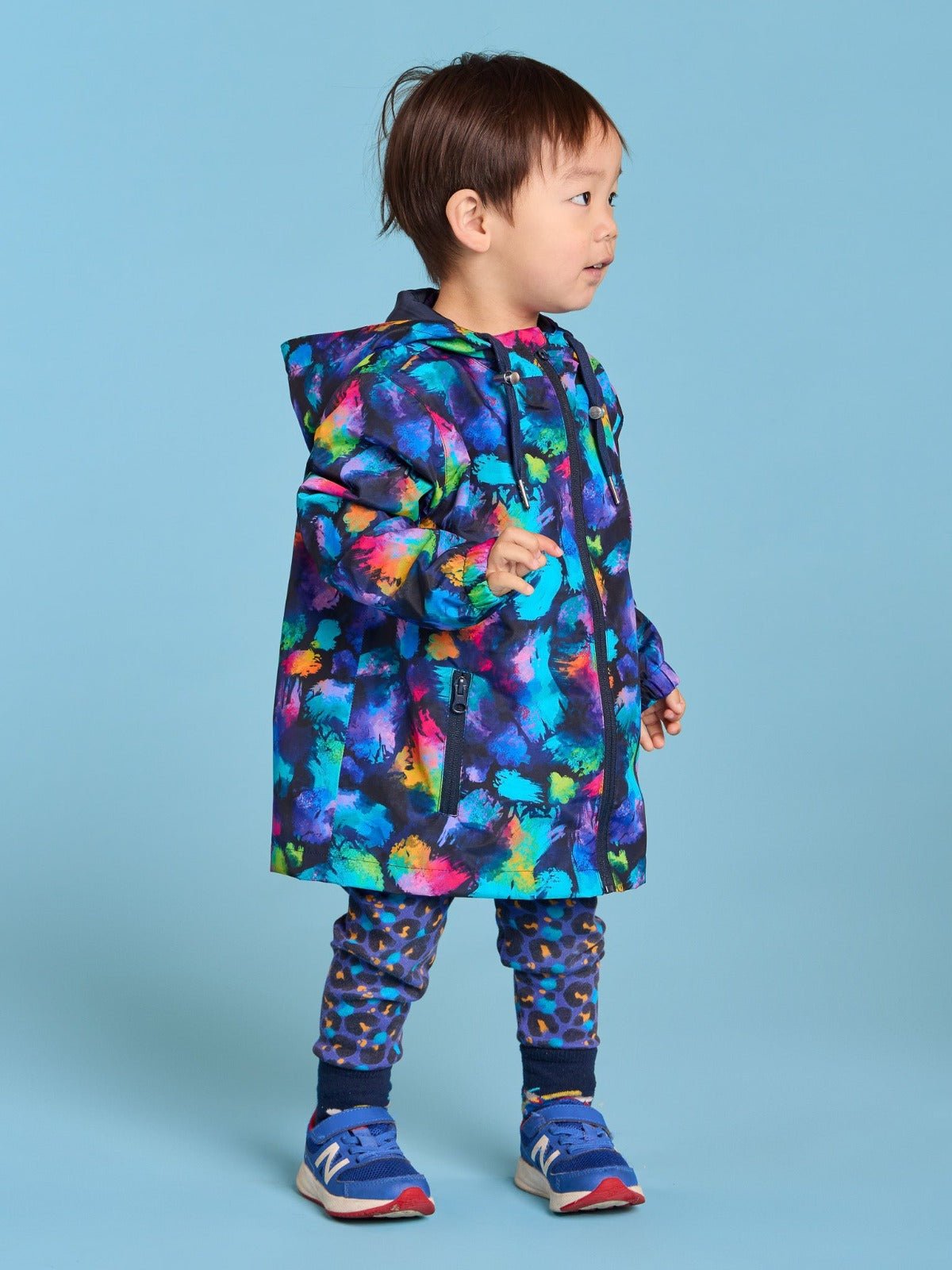 Kids Rainbow Splatter Raincoat - Style Society Marketplace with hood