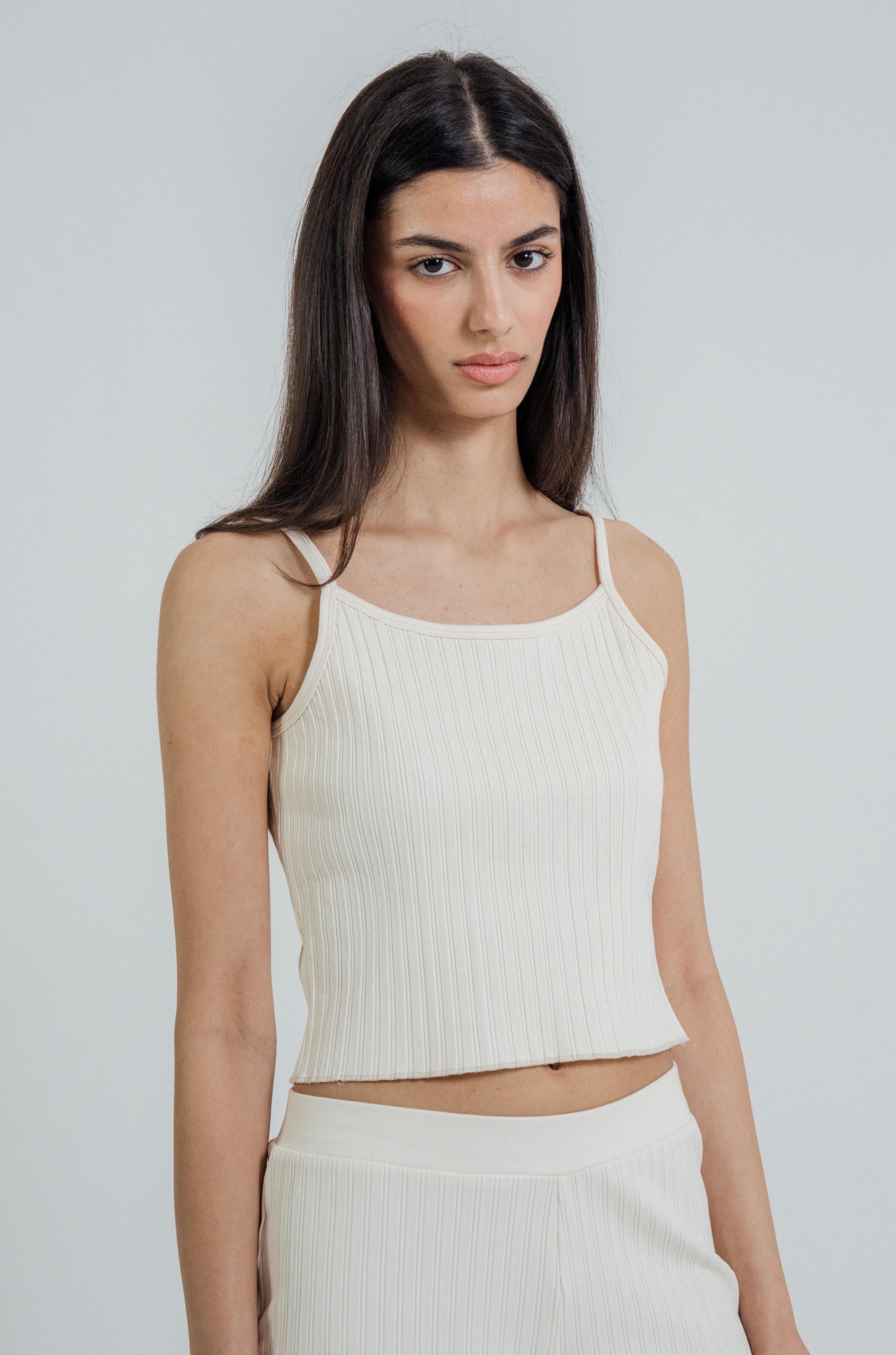The Rib Knit Cami in Ivory