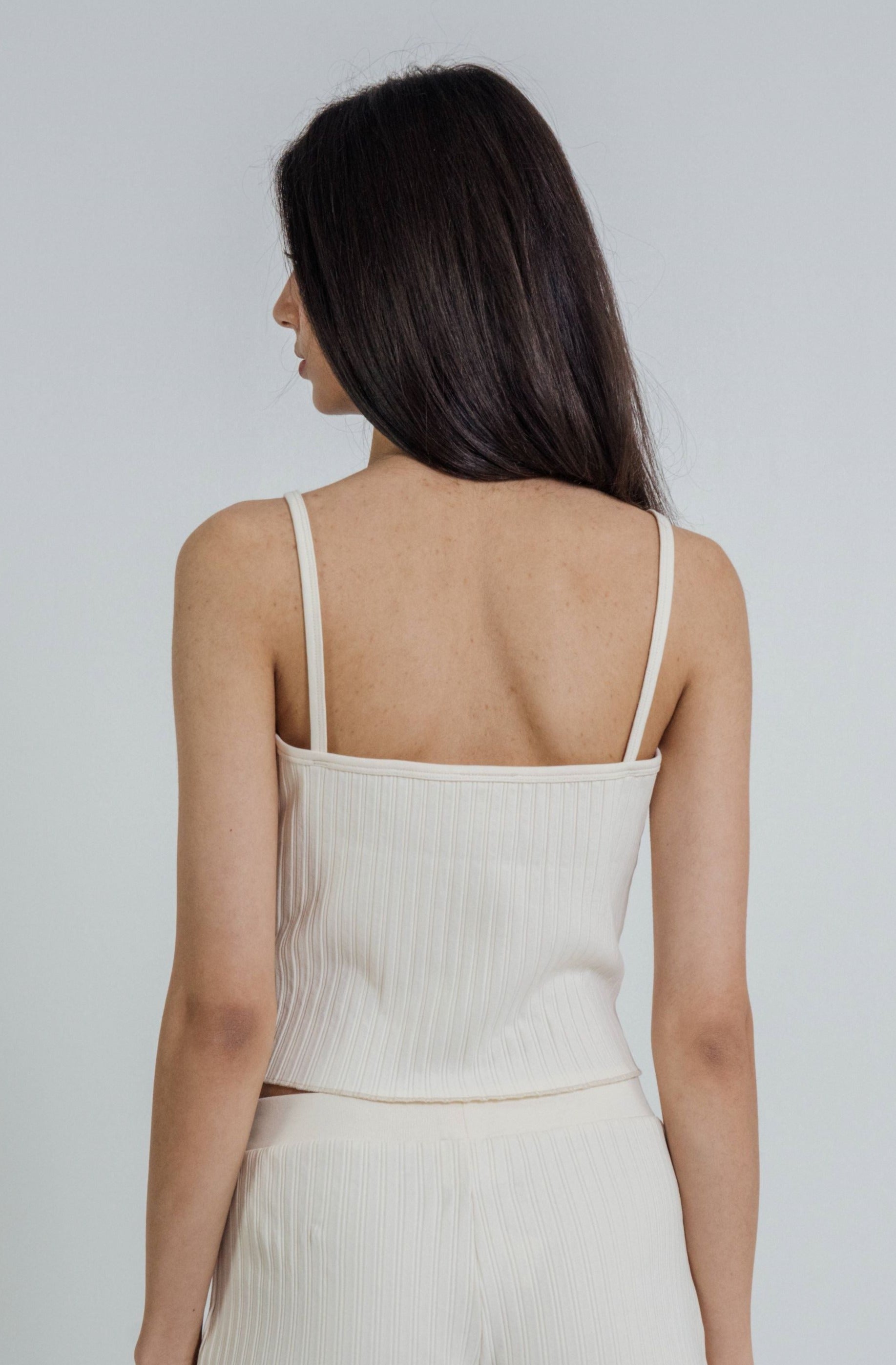 The Rib Knit Cami in Ivory - 0
